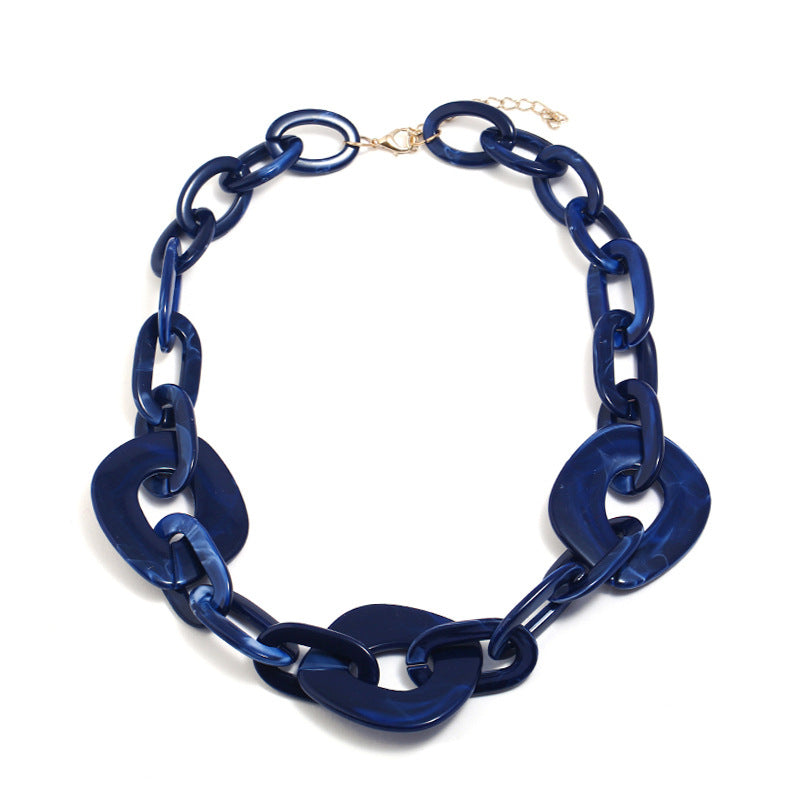 Wholesale Exaggerated lock buckle spliced necklace with exquisite resin rendered plate material